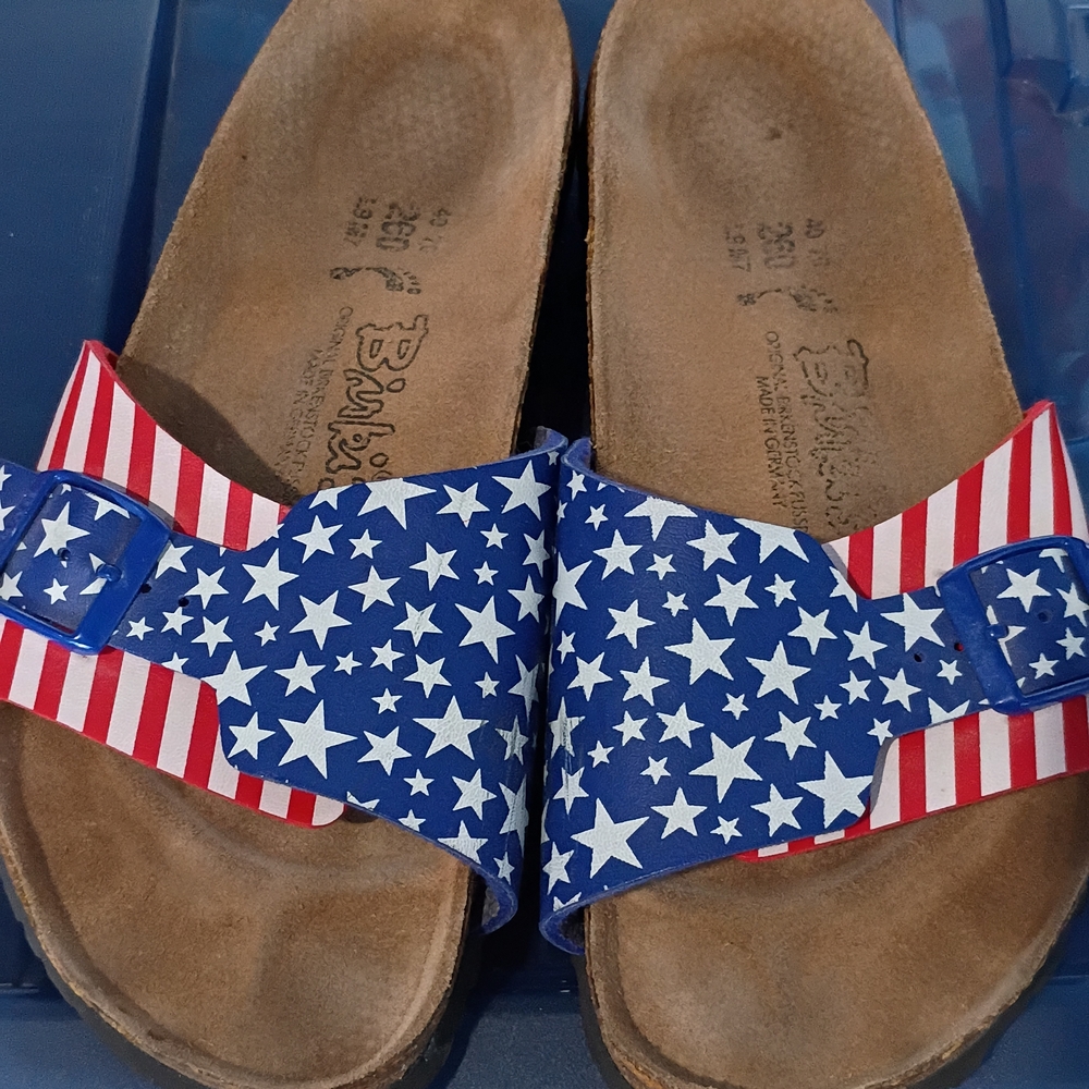 Birkenstock Women's Starry Stripes Sandals - Blue and Red